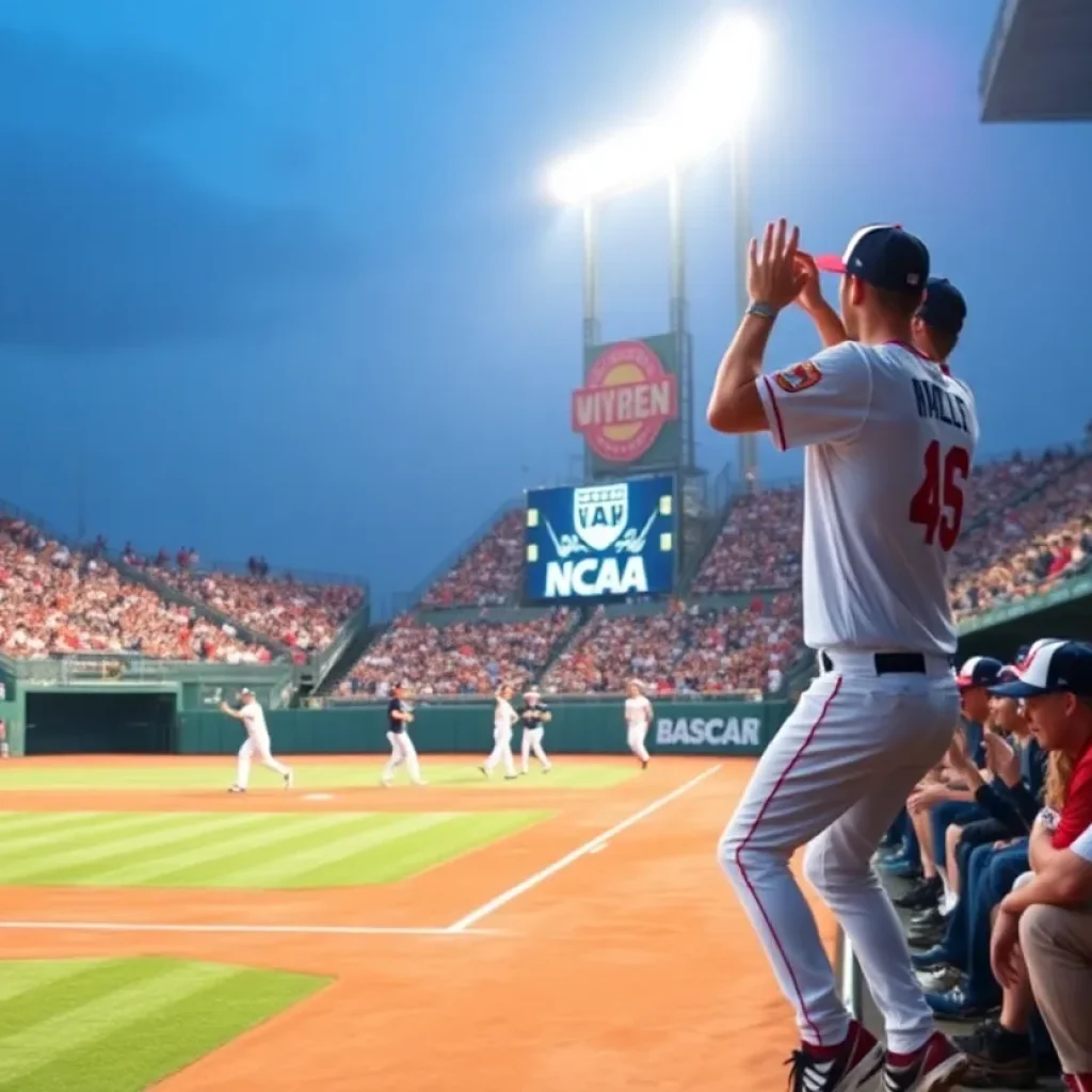 Mississippi State baseball team in action during tournament