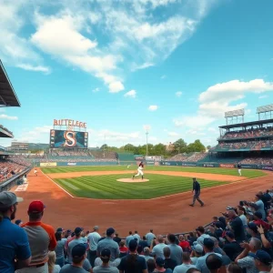 Mississippi State baseball team in action during a game against Missouri