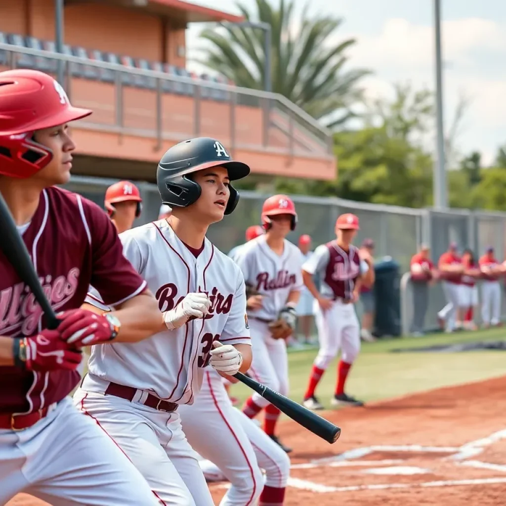 Mississippi State baseball players competing in a game
