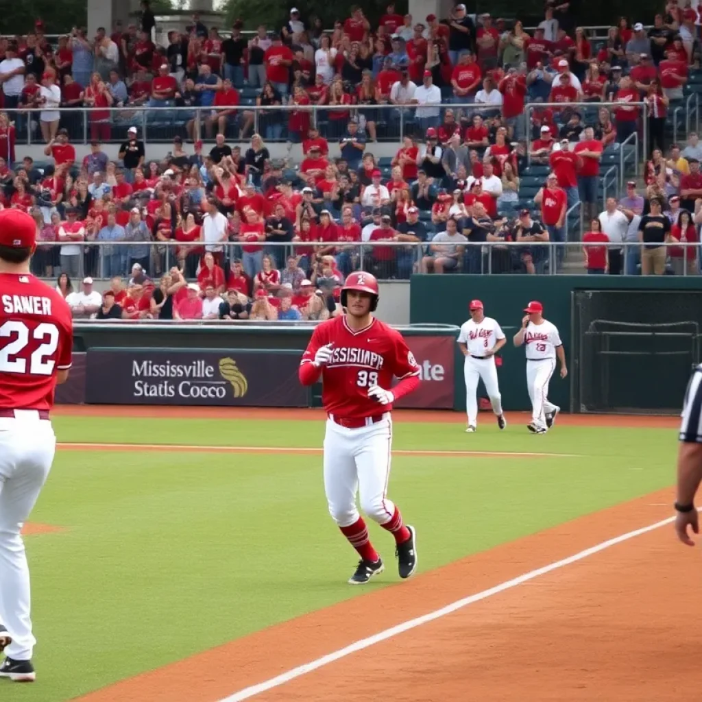 Fans cheering during the Mississippi State and Ole Miss baseball face-off