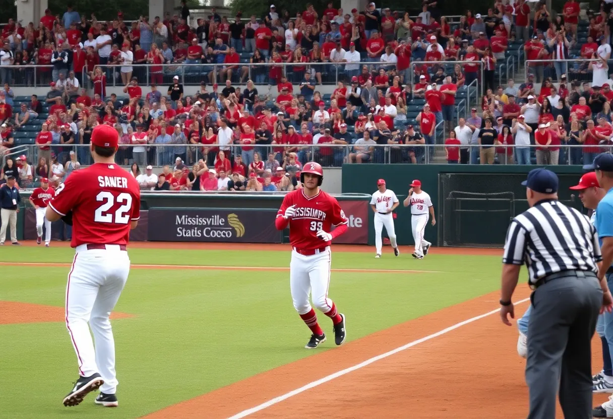 Fans cheering during the Mississippi State and Ole Miss baseball face-off