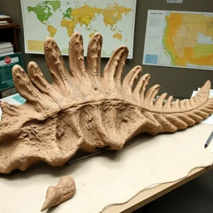 Fossil vertebra of a mosasaur found in Starkville, Mississippi.