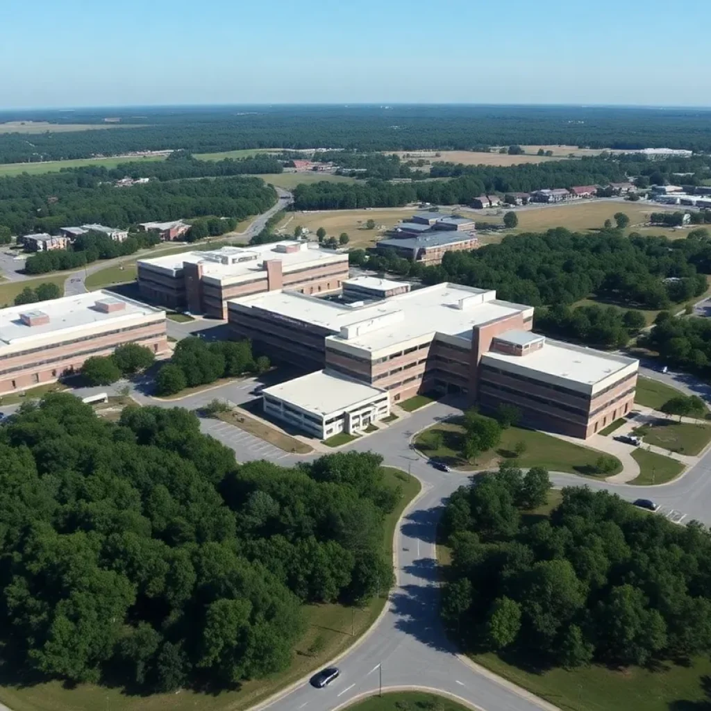 Aerial view of OCH Regional Medical Center in Starkville, Mississippi