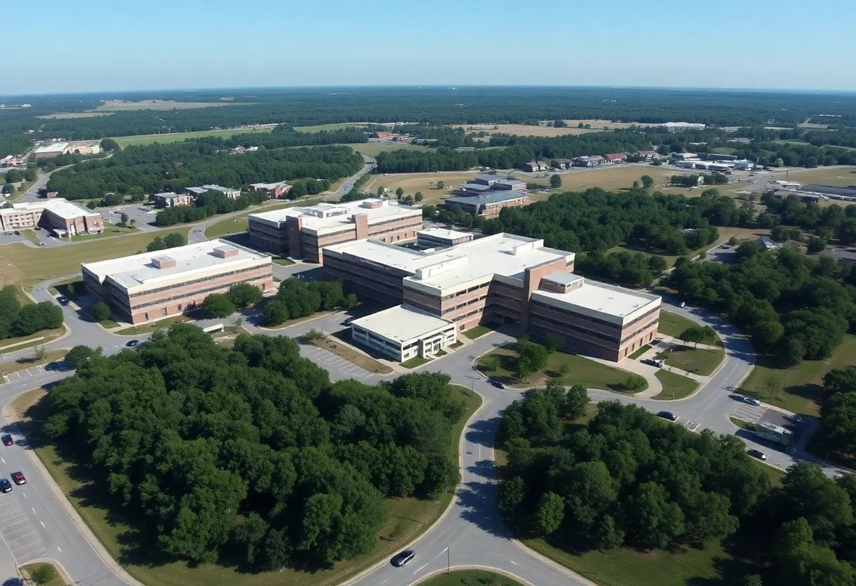Aerial view of OCH Regional Medical Center in Starkville, Mississippi