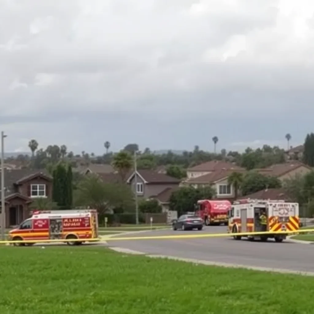 Scene of a plane crash in a residential area of San Diego.