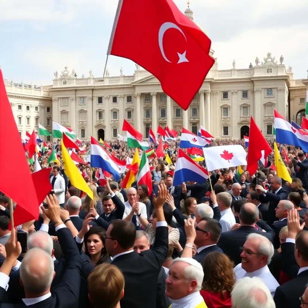 Crowd gathered in St. Peter's Square for the inauguration of Pope Leo XIV