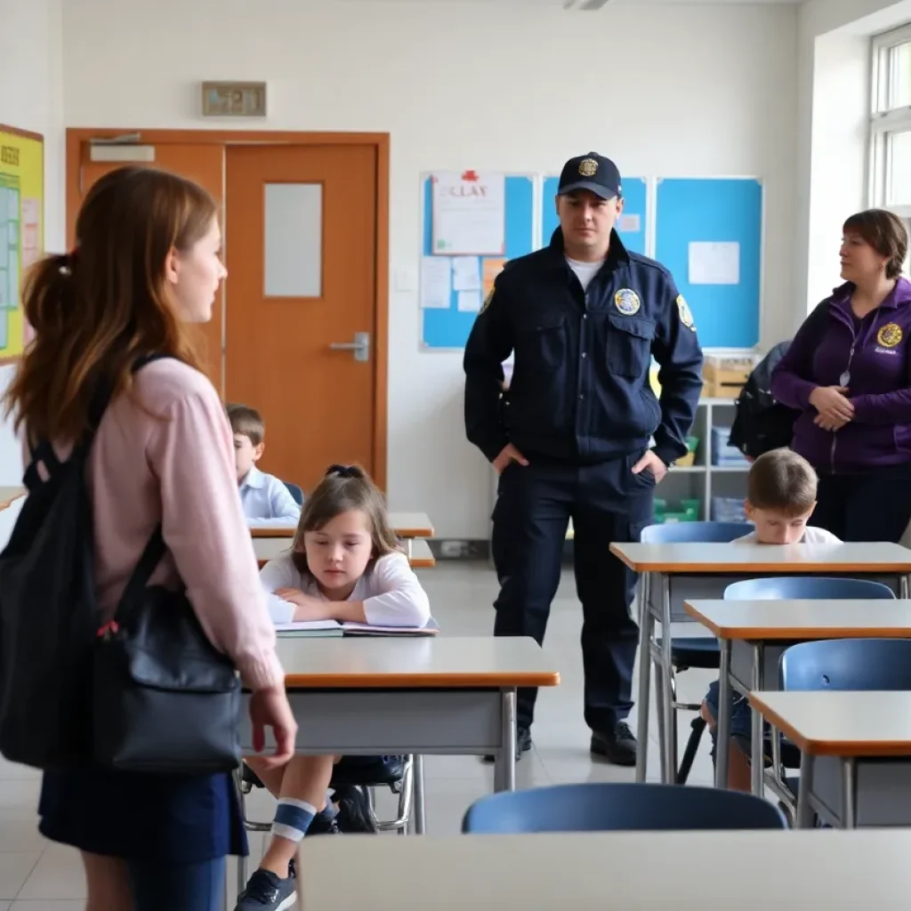Students in a classroom with heightened safety measures in place.