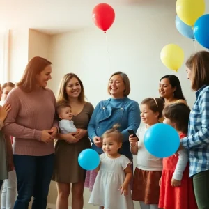 Families celebrating during the Starkville adoption ceremony