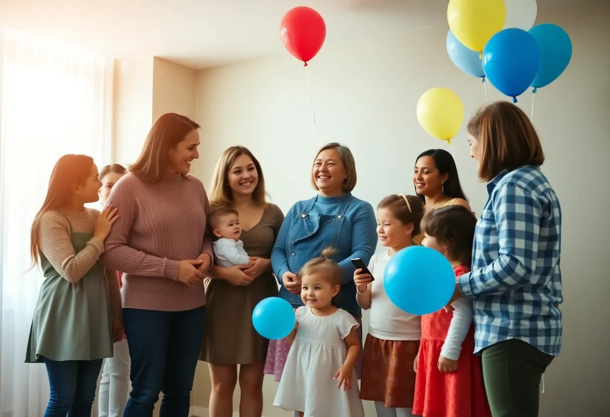 Families celebrating during the Starkville adoption ceremony
