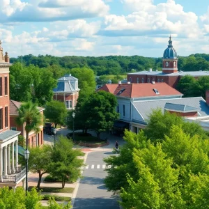 View of Starkville, Mississippi showcasing Southern charm and downtown vibrancy.