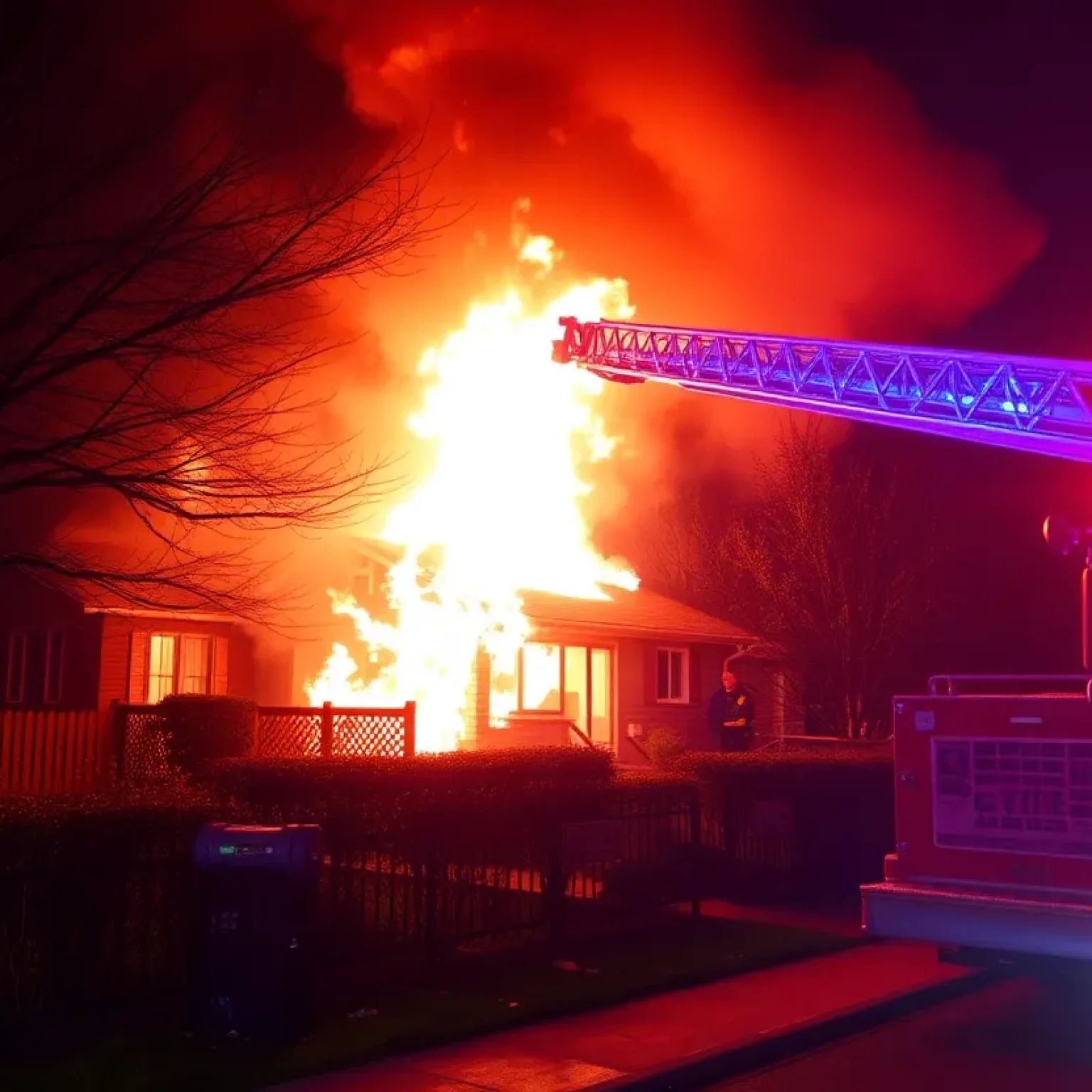Firefighters battling a residential fire in Starkville