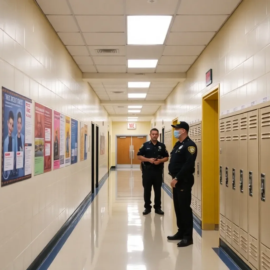 School hallway illustrating security measures