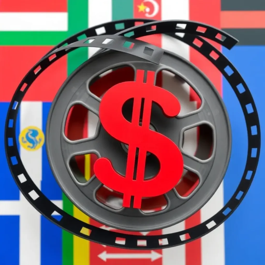 Artistic representation of film and tariffs