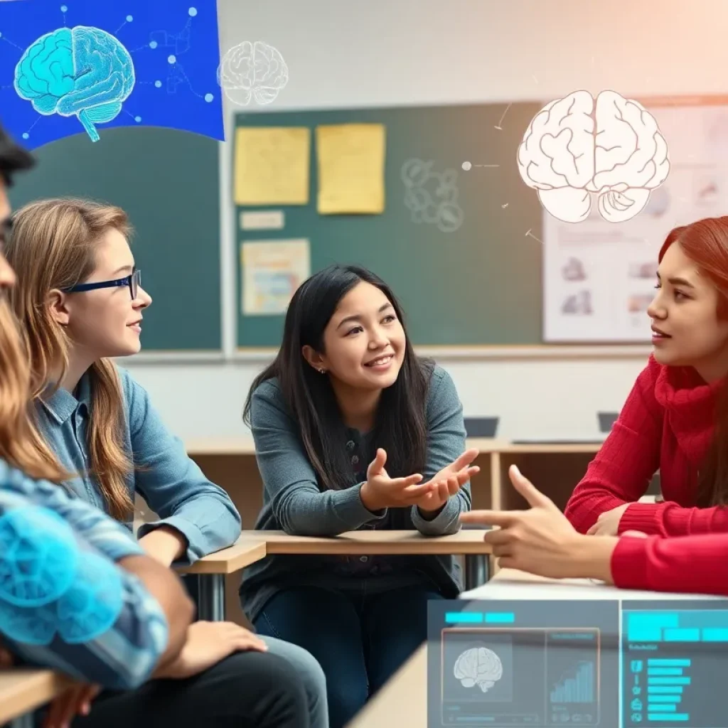 Students engaging in neuroscience learning activities