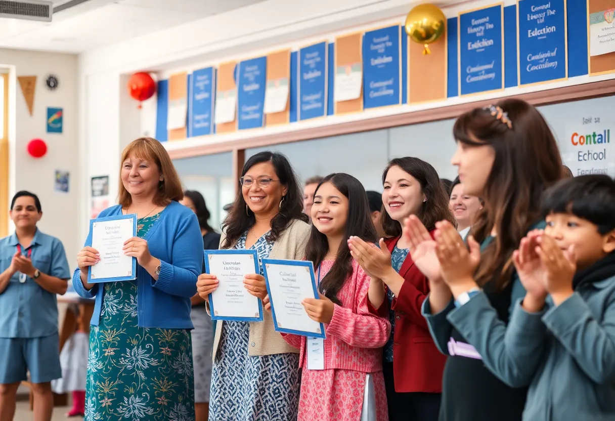 Staff members celebrating at the Employee Awards Luncheon