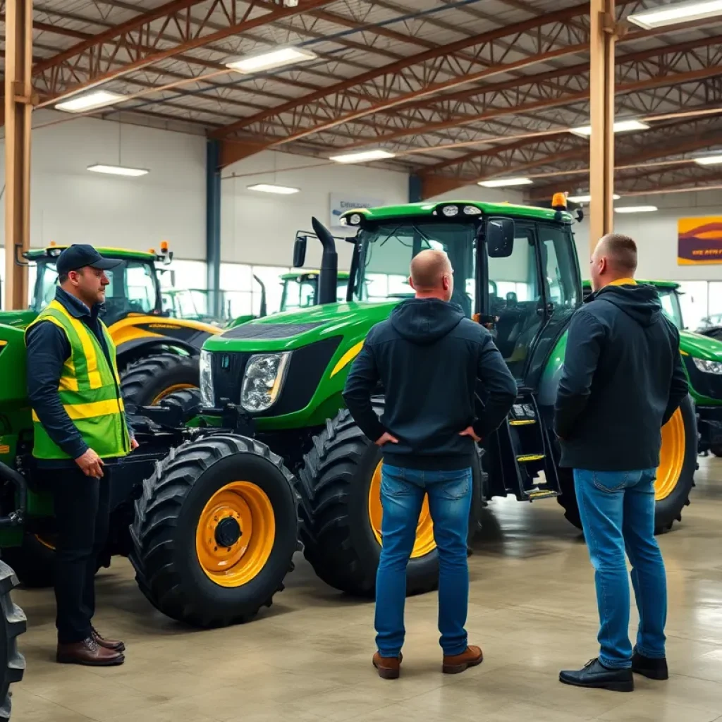 Staff at a tractor dealership responding to suspicious activity