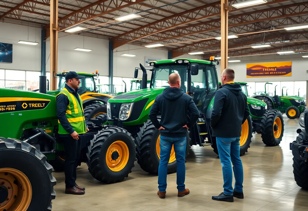Staff at a tractor dealership responding to suspicious activity