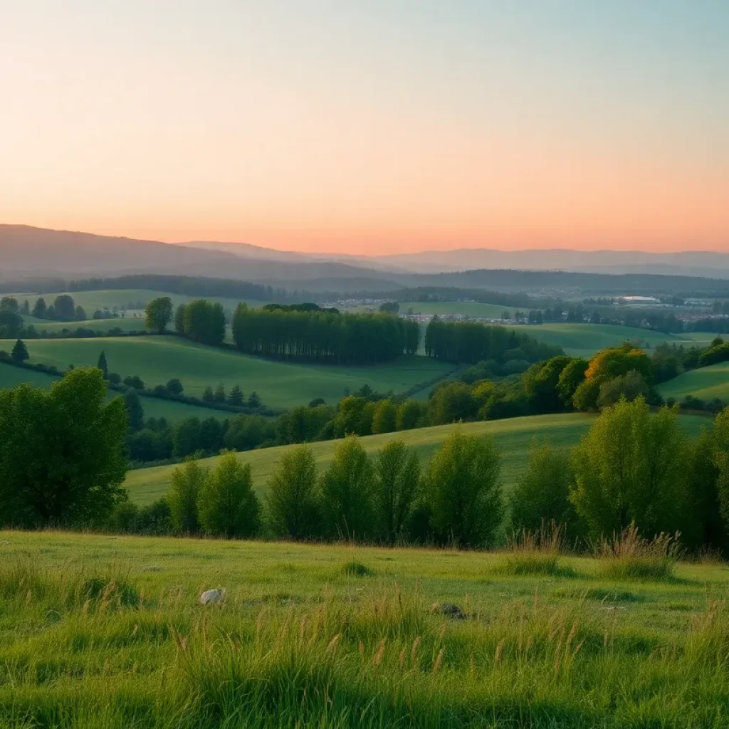 A tranquil community scene symbolizing philanthropy