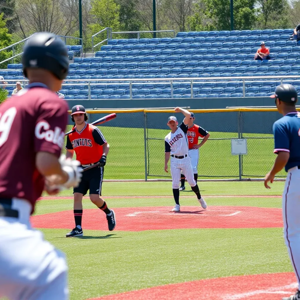 Mississippi State baseball team practicing on field
