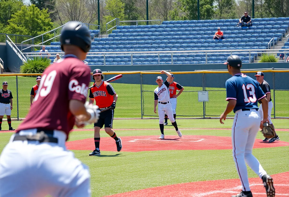 Mississippi State baseball team practicing on the field