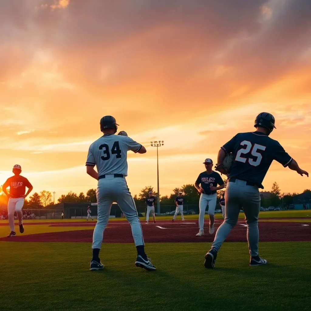 Players from Mississippi State baseball team playing on the field