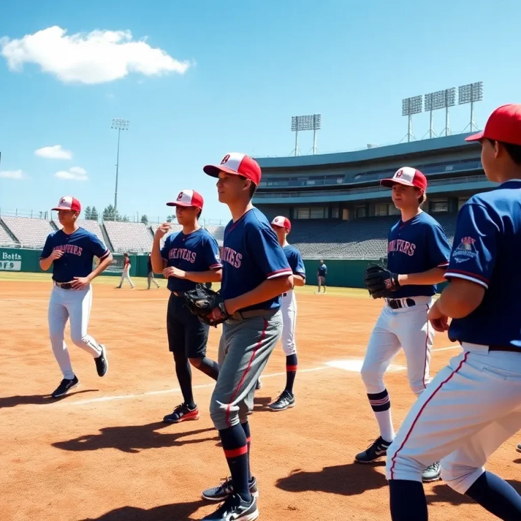 Mississippi State baseball team training on the field