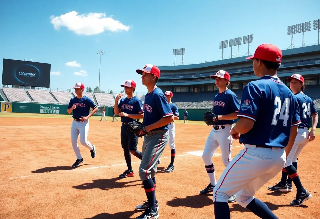 Mississippi State baseball team training on the field