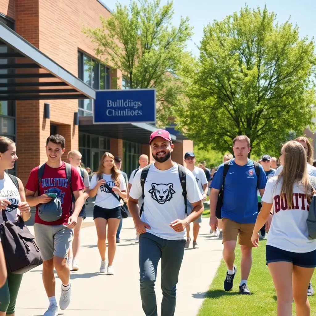 Aspiring athletes visiting the Mississippi State campus during recruiting weekend