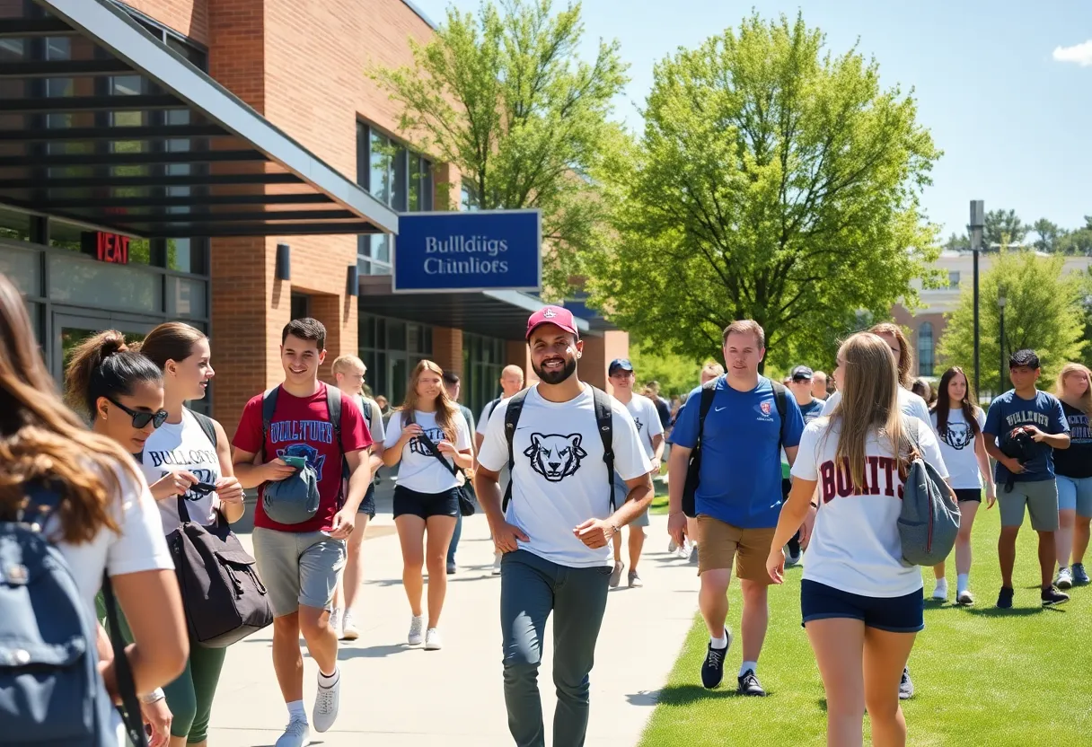 Aspiring athletes visiting the Mississippi State campus during recruiting weekend