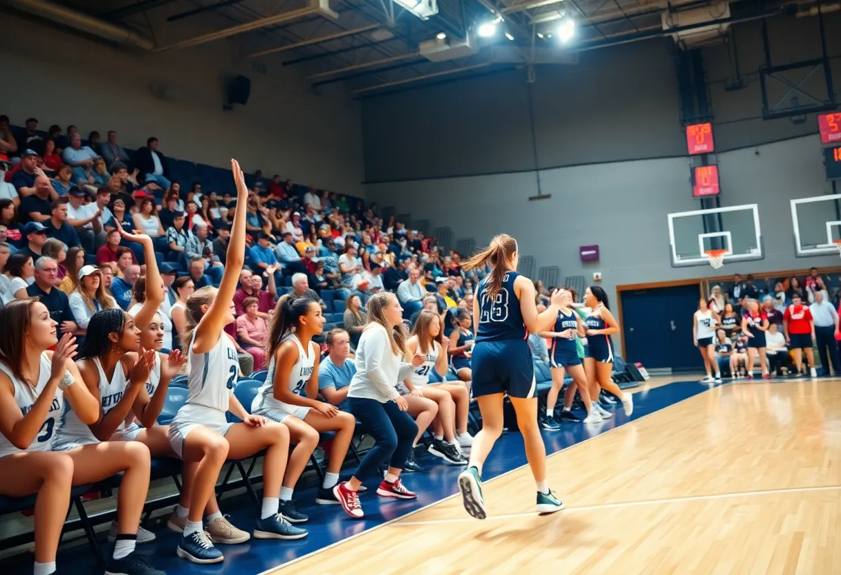 Mississippi State women's basketball team playing on the court