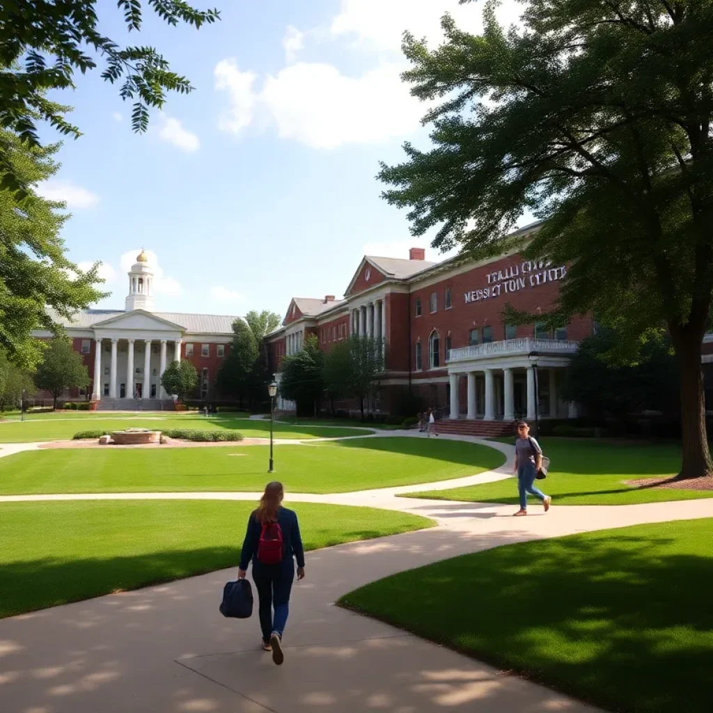 Students walking on a Mississippi university campus
