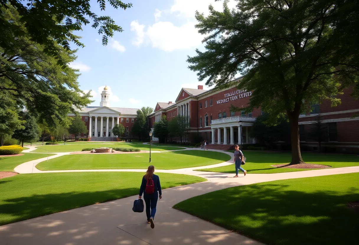 Students walking on a Mississippi university campus