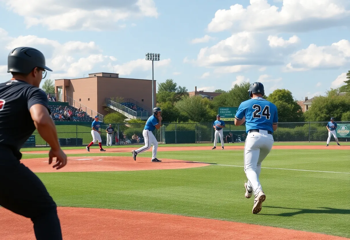 Players from Mississippi State University baseball team during a game