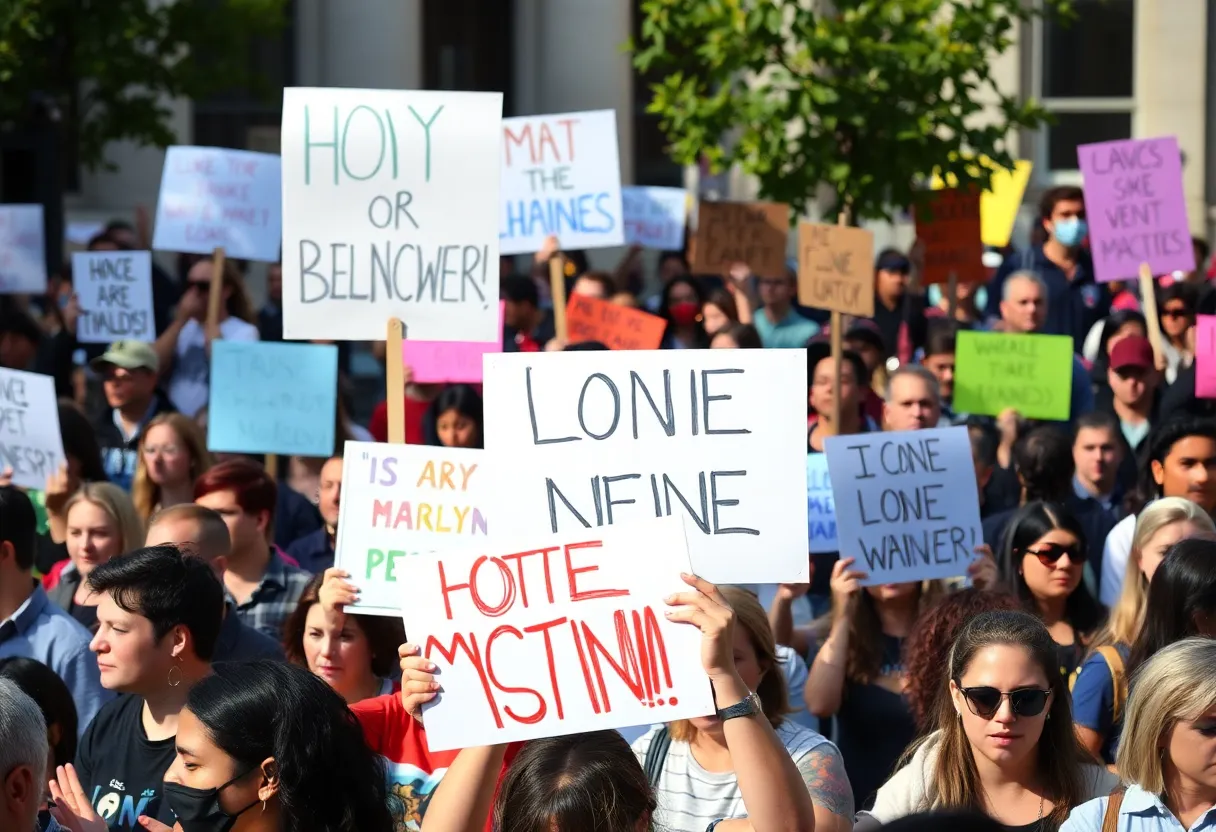 Crowd of protesters at No Kings protests in Mississippi