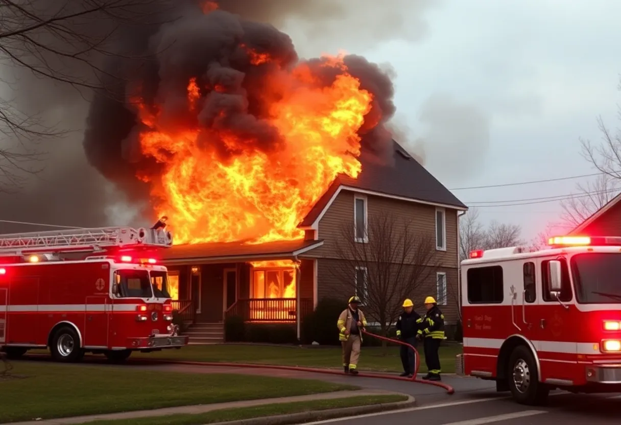 Firefighters battling a house fire in Oktibbeha County.