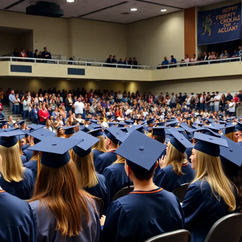 Students celebrating at Starkville High School graduation ceremony