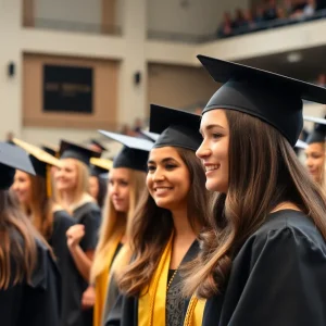 Graduates celebrating at Starkville High School graduation ceremony
