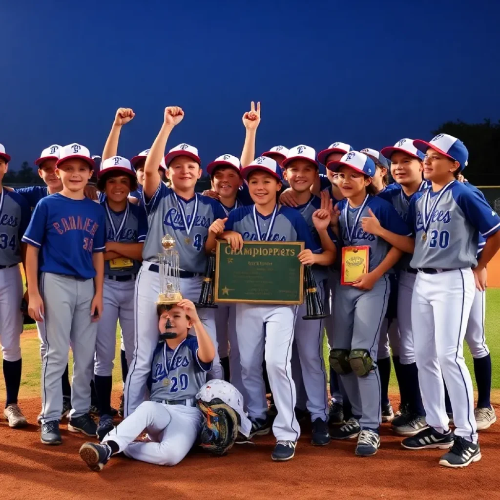 Celebration of Starkville minor league baseball champions on the field