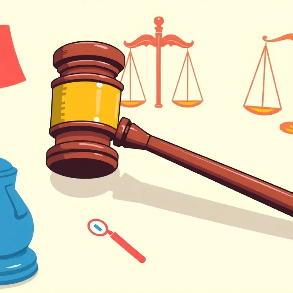 Gavel with justice and healthcare symbols