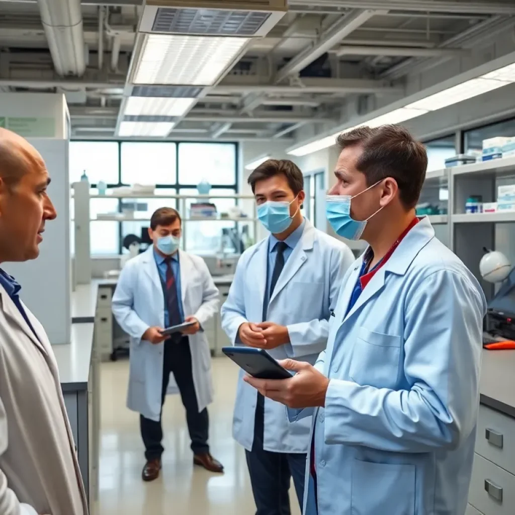 Public health professionals working in a modern laboratory at the CDC