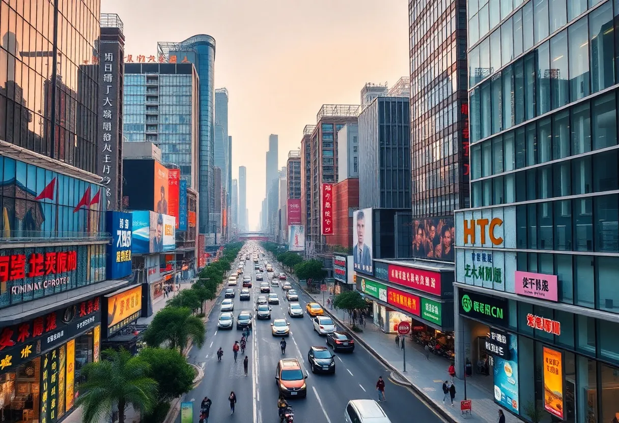 Vibrant cityscape representing China's economic growth