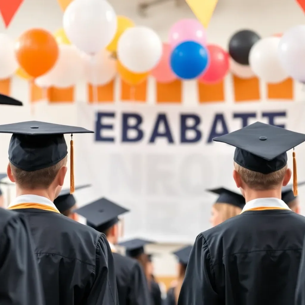 Graduates celebrating during commencement ceremony at Mississippi State University