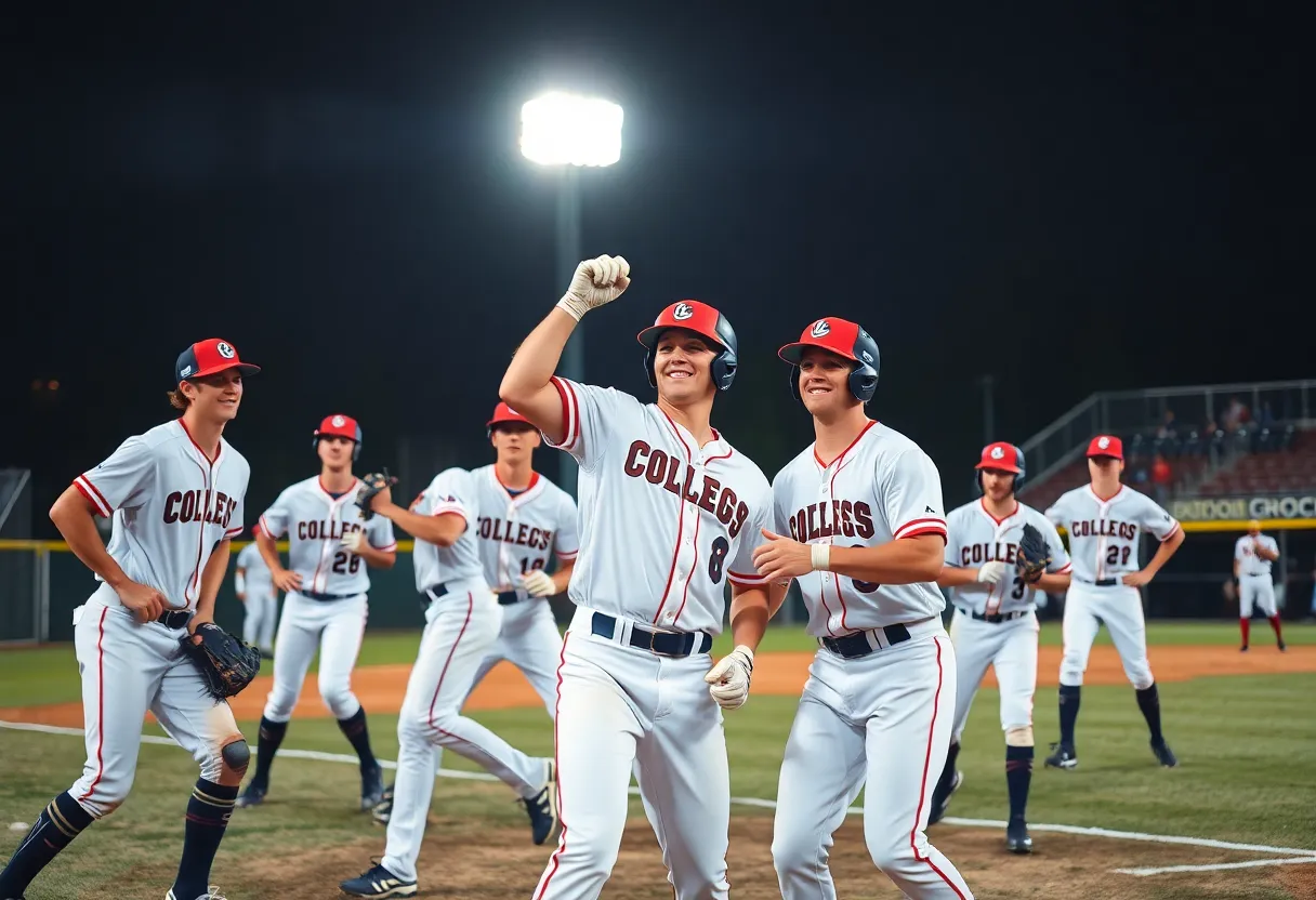 Mississippi State baseball players in action during a game.