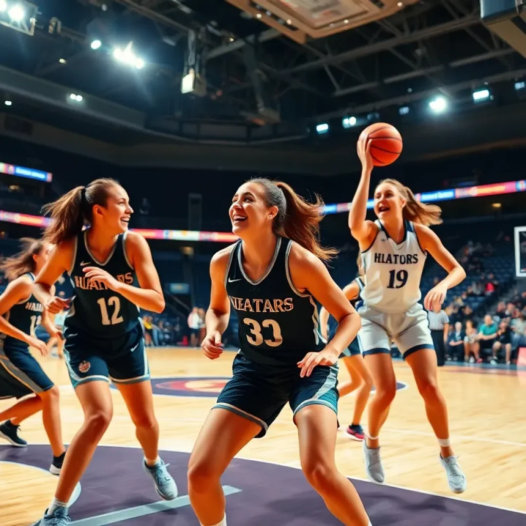 Mississippi State women's basketball players in action on the court.