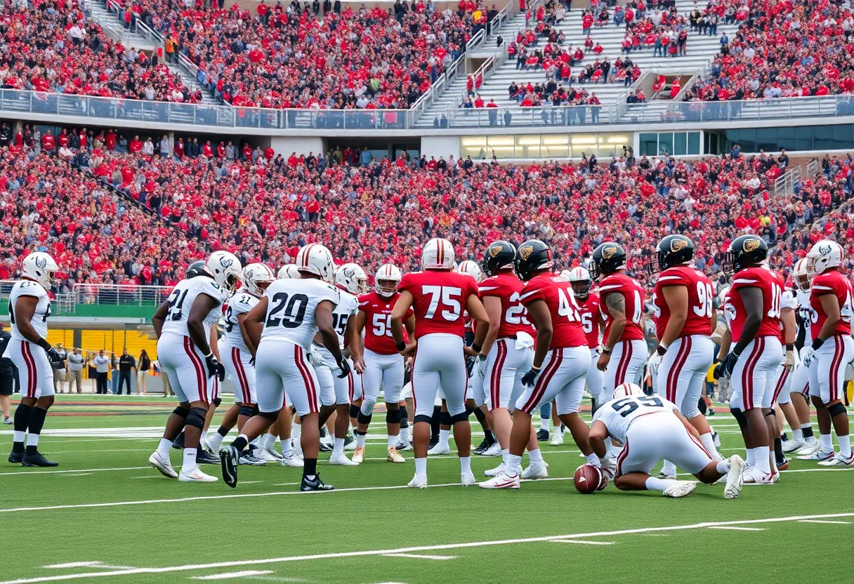 Mississippi State Bulldogs football team training on the field