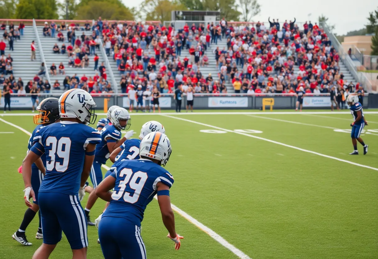 Mississippi State football team practicing for the upcoming season