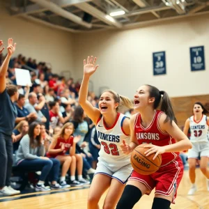 Energetic crowd at a Mississippi State women's basketball game.