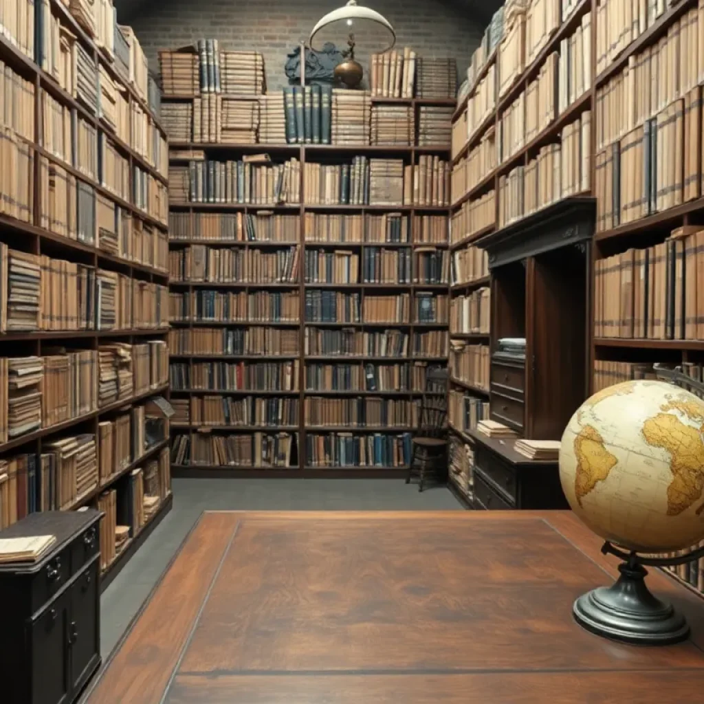 A view of MSU archives showcasing shelves of historical documents