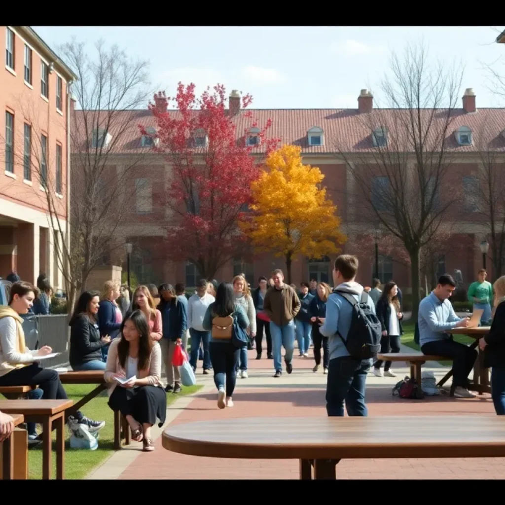 Students studying on Mississippi State University campus