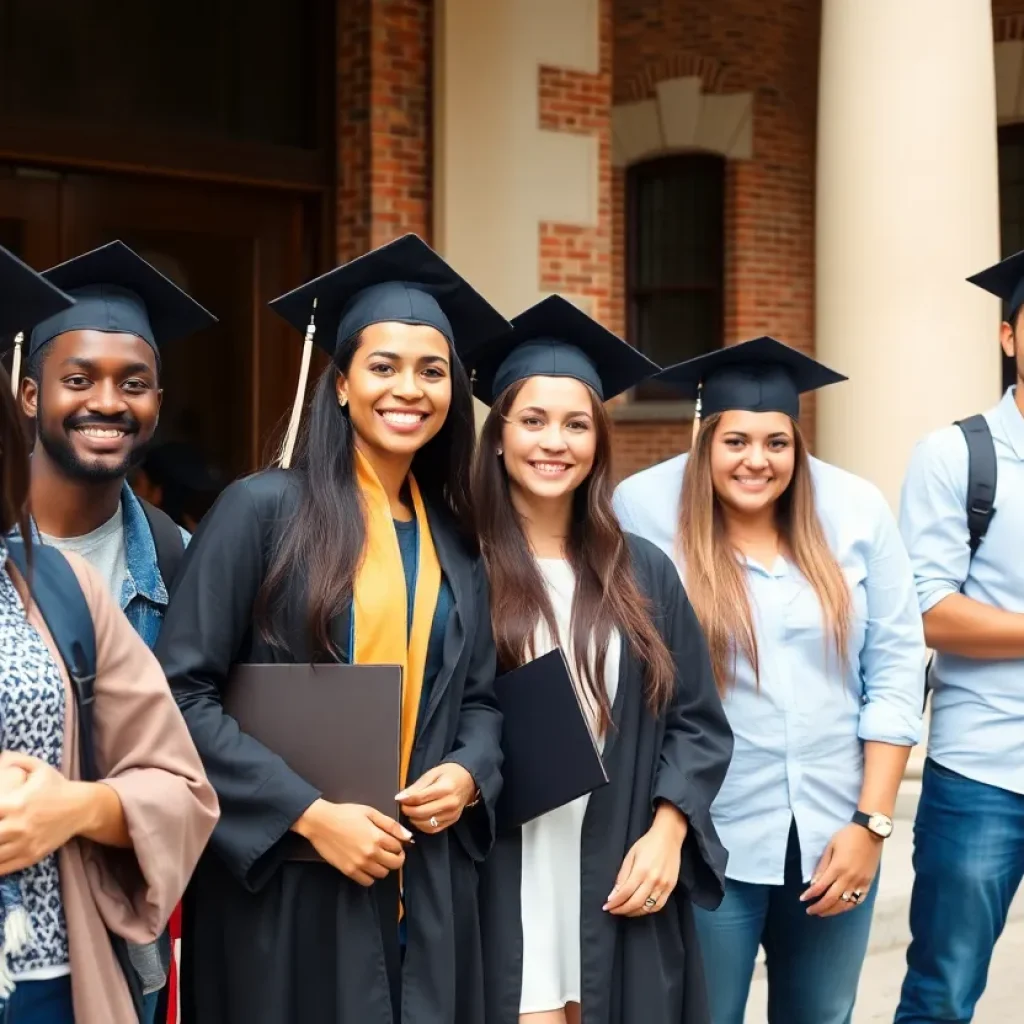 Group of students celebrating their academic achievements at Mississippi State University.